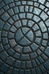 Abstract Dark Blue Circular Cobblestone Pattern A Detailed Textured Surface