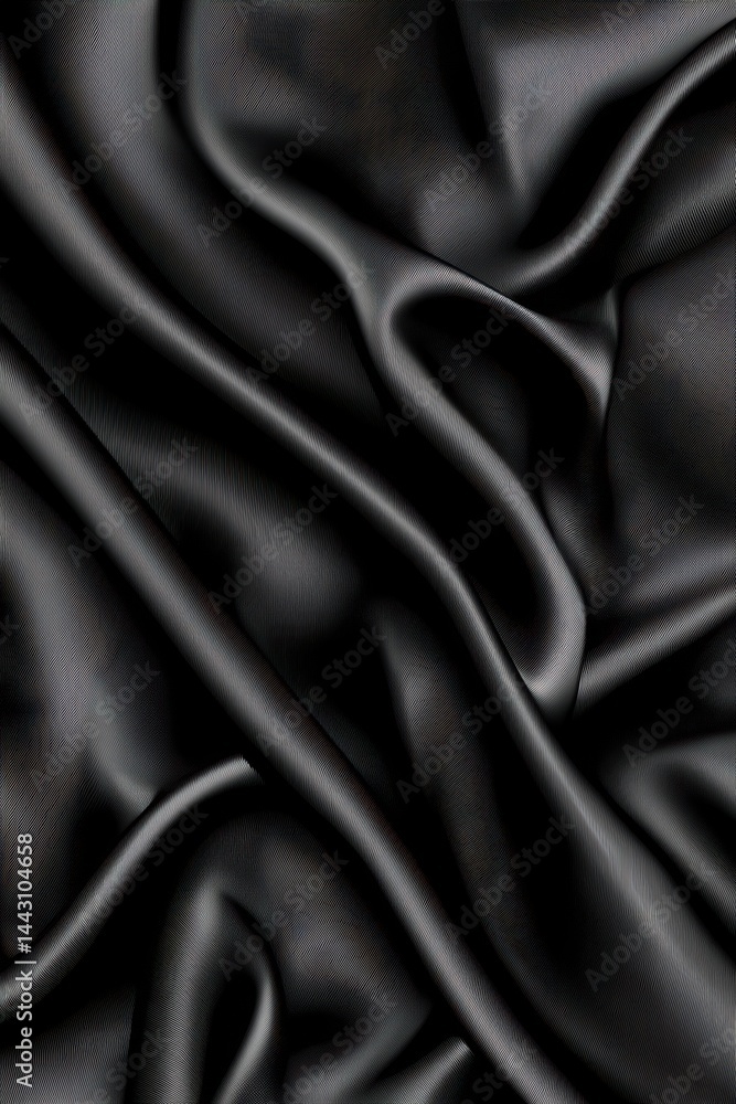 Poster elegant black satin fabric with soft folds and subtle texture creating a luxurious and sensual visua