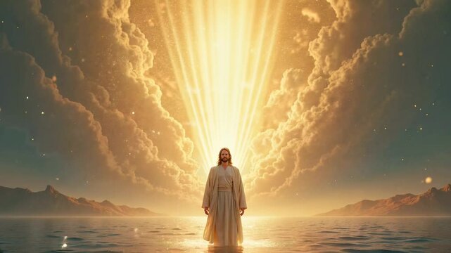 The Heaven opens on Jesus during baptism.