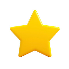 Shiny yellow star with smooth surface, symbolizing excellence or achievement, isolated on transparency background