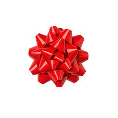 Shiny red gift bow with glossy finish, perfect for adding festive touch to presents. bow intricate loops create sense of elegance and celebration