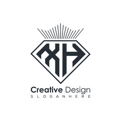 Luxury Initial Letter Monogram in Pentagon Diamond Shape with Royal Crown for Premium Branding & High-End Logo Design
