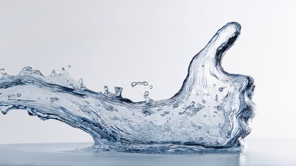 Water splash formation in the shape of a thumbs up symbol