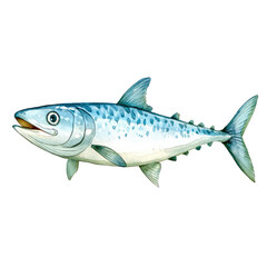 Obraz premium Isolated Illustration of a Colorful Mackerel Fish on a Transparent background for Culinary and Educational Use