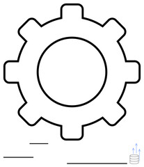 Gear outline paired with minimalistic data storage icon suggesting integration, system management, and optimization. Ideal for technology, engineering, efficiency, innovation, productivity, digital