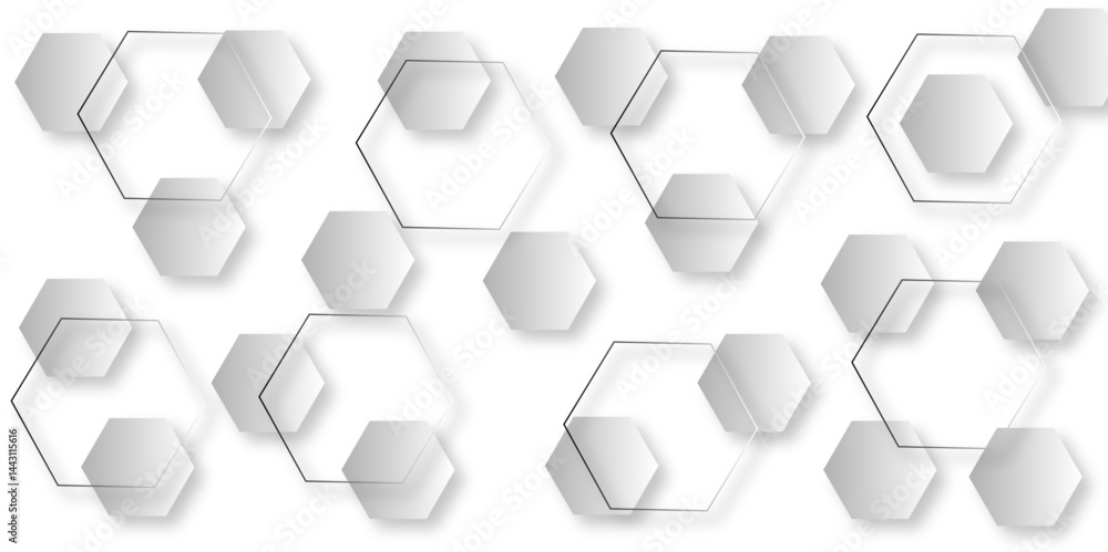 Aufkleber luxury hexagonal abstract black metal background with golden light lines. dark 3d geometric texture 