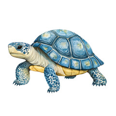 Obraz premium Colorful Illustrated Tortoise with Unique Shell Design Ideal for Nature and Wildlife Themes