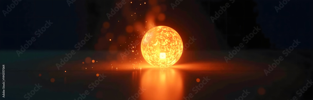 Aufkleber an ethereal glow emanates from a burning orb of light in the darkness surrounding it slowly._00001_