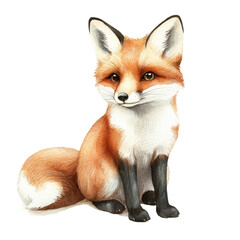 Fototapeta premium Adorable Red Fox Sitting Isolated on Transparent background with Gentle Expressions and Lively Fur Texture