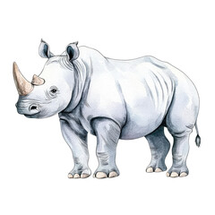 Fototapeta premium Isolated rhinoceros illustration showcasing detailed features and realistic textures in a subtle color palette