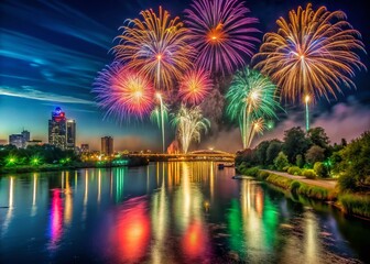 Sacramento River Fireworks, 4th of July Long Exposure Photography
