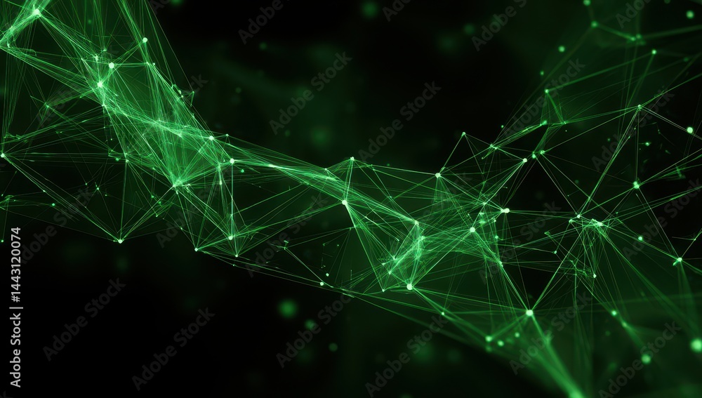 Poster abstract green network connection lines and dots