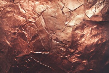 Fototapeta premium Textured Copper Surface with Deep Creases and Subtle Shadows Creates an Abstract Metallic Backdrop Perfect for Graphic Design and Artistic Projects