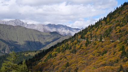 Autumn Scenery of Huanglong Scenic Area in Western Sichuan, China