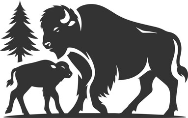 Vector animal bison silhouette