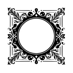 Elegant Black & White Floral Frame Design Template