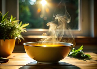 Silhouetted Chef Preparing Chicken Broth in Kitchen - Backlit Culinary Scene