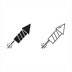 firework rocket celebration icon set glyph outline vector