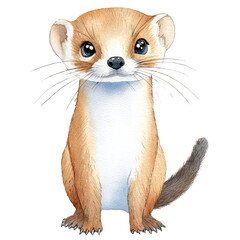 Cute Weasel Illustration Isolated on Transparent background for Creative Projects and Nature-themed Designs