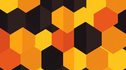 Obraz premium Geometric honeycomb pattern in shades of orange and yellow creating a dynamic and modern background perfect for abstract design projects and vibrant visual appeal