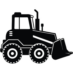 Farm tractor, black and white silhouette logo design isolated on a white background.  A farm Tractor Silhouette. Vector illustration, Farm Tractor silhouette vector illustration, Tractor silhouette.