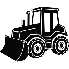 Farm tractor, black and white silhouette logo design isolated on a white background.  A farm Tractor Silhouette. Vector illustration, Farm Tractor silhouette vector illustration, Tractor silhouette.