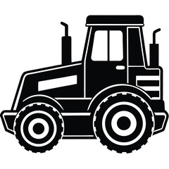 Farm tractor, black and white silhouette logo design isolated on a white background.  A farm Tractor Silhouette. Vector illustration, Farm Tractor silhouette vector illustration, Tractor silhouette.