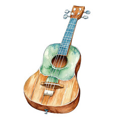 Obraz premium Isolated Wooden Zither with Colorful Design on Transparent background Featuring Unique Artistry and Traditional Craftsmanship