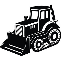 Farm tractor, black and white silhouette logo design isolated on a white background.  A farm Tractor Silhouette. Vector illustration, Farm Tractor silhouette vector illustration, Tractor silhouette.