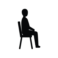 Fototapeta premium Person Sitting on Chair Silhouette Vector Icon