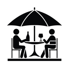 People at Wine Tasting Silhouette Icons