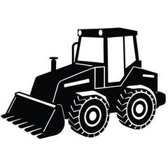 Farm tractor, black and white silhouette logo design isolated on a white background.  A farm Tractor Silhouette. Vector illustration, Farm Tractor silhouette vector illustration, Tractor silhouette.