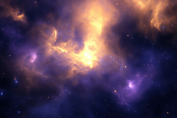 Colorful cosmic nebula illuminated by vibrant gas clouds in deep space at night