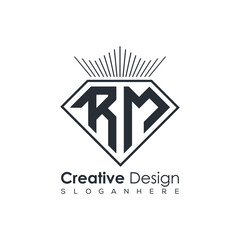 Luxury Initial Letter Monogram in Pentagon Diamond Shape with Royal Crown for Premium Branding & High-End Logo Design
