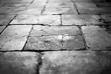 Obraz premium Textures and patterns of cracked stone tiles on an outdoor surface under soft natural light