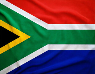 Obraz premium South Africaj national flag blowing with mast. The flag waving in beautiful sky. South Africa.png