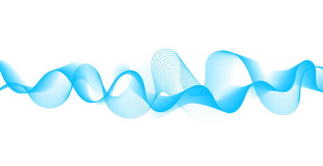 Modern Blue Wave Line On Black Background. Technology Banner. Vector Illustration. Abstract Business Wallpaper. Futuristic