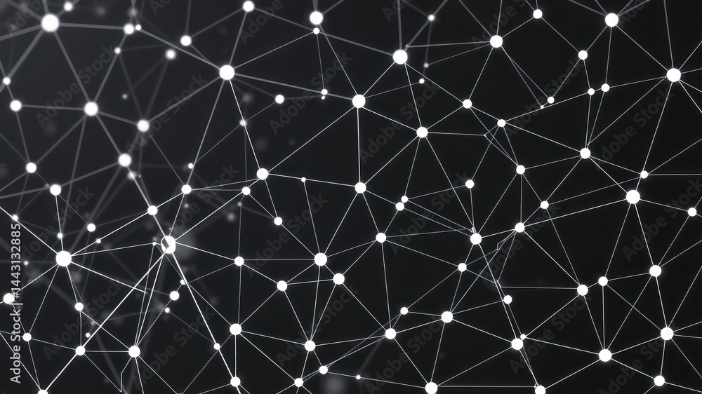 Poster abstract network connections illuminated nodes and interlinking lines