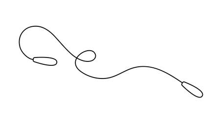 Skipping rope with curved handles and a flexible cord simple outline vector illustration, for fitness, exercise, sports-themed designs, icons, workout guides, and health-related creative projects