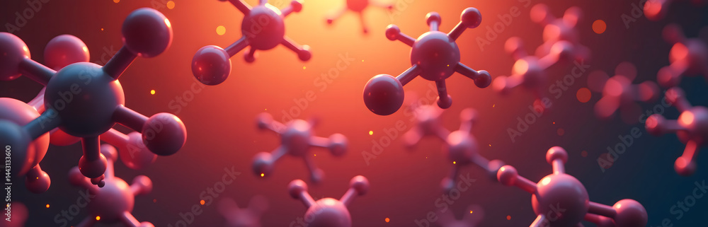 Poster molecules interact with light in a warm colored environment affecting their scattering properties._0