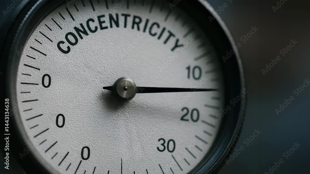 Poster concentricity gauge in lathe shop measuring precision, accuracy, and alignment for metalworking with