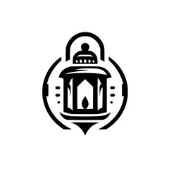 Minimalist Black Lantern Logo Design on White Background