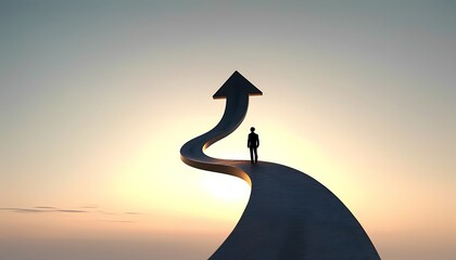 Progress and success journey sunrise horizon inspirational image open road motivational concept