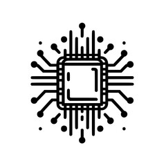 Minimalist Processor Icon: Technology, Data, and Information
