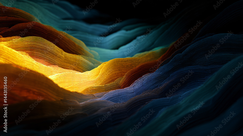 Poster abstract flowing colors with intricate wave patterns