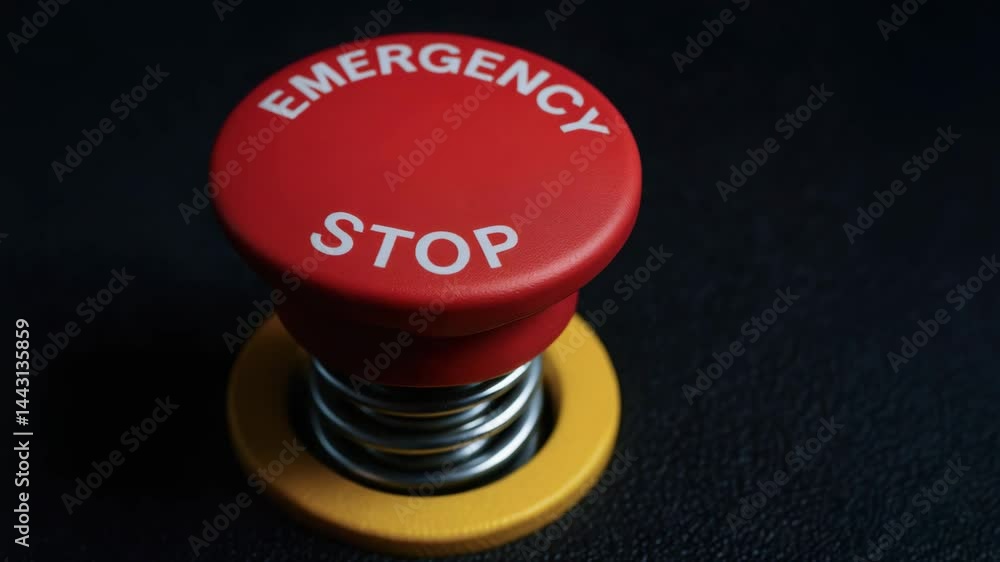 Aufkleber emergency stop button safety control for industrial lathe machine operation and quick shutdown to pr