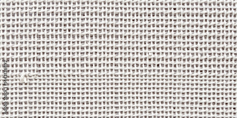 Poster close-up view of a finely woven off-white textile with a grid pattern