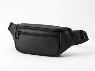 blank Waist bag mockup. Black waist bag with zippers and adjustable strap for convenience and style.
