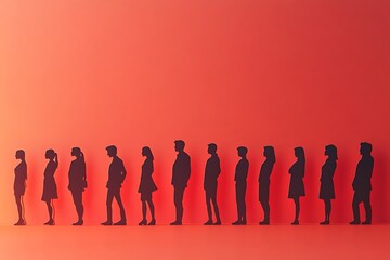 People Waiting in Line Silhouette Patience Concept