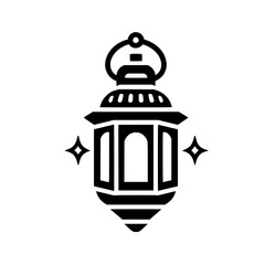 Minimalist Black & White Lantern Icon on White Background